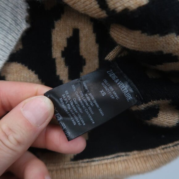 Zadig & Voltaire Delly Bis Cashmere Wool Animal Print Sweater XS - Picture 8 of 11